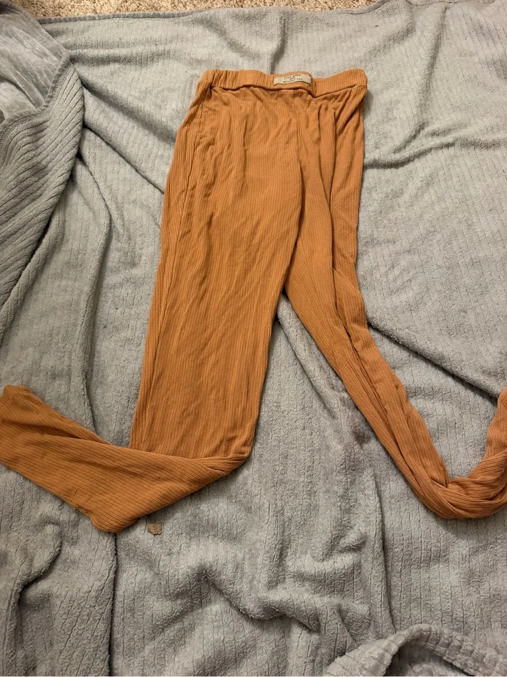 Ribbed High-Waist Lounge Set in Rust